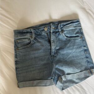 American Eagle Outfitters High Waist Denim Shorts - Blue